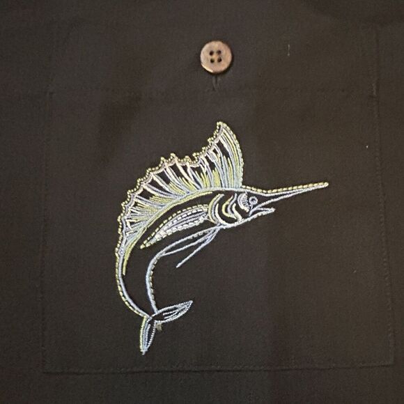 Weekender Button up shirt Sz L Embroidered Tropical Marlin Resort Wear Beach - Picture 6 of 10
